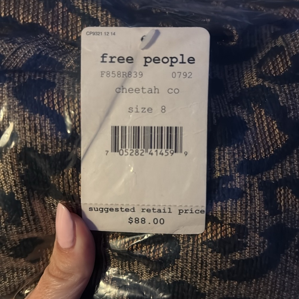 NWT Free People Brown Cheetah Leopard Print Ruffle Skater Mini Skirt Size 8 Boho - Picture 6 of 6